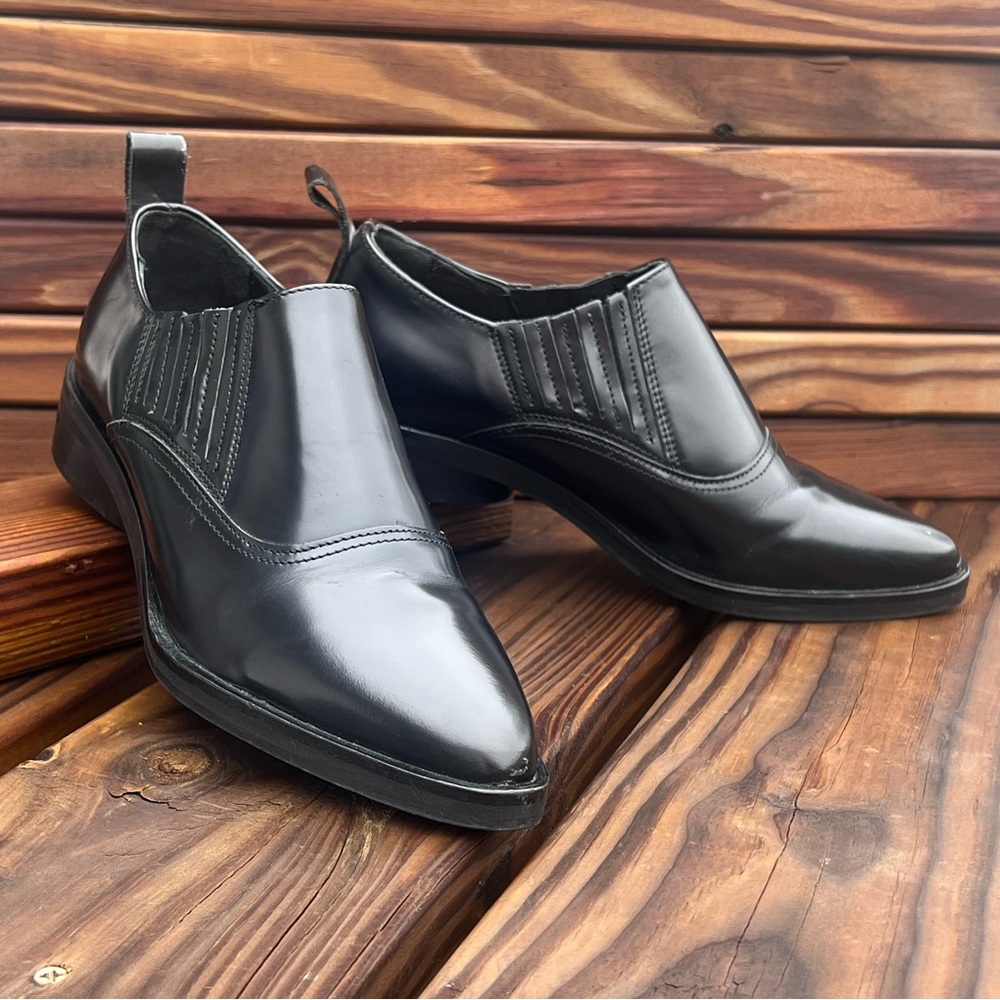 - H&M Sz 8 Patent Black Leather Ankle Western Boots! EUC!